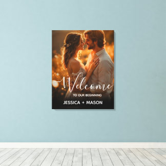 Modern Elegant Script Wedding Welcome  Canvas Print