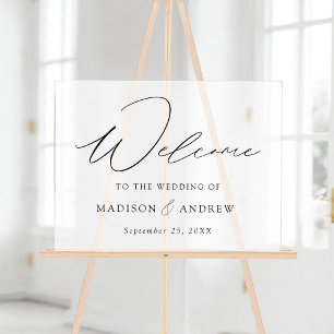 Modern Elegant Script Wedding Welcome Frosted Acrylic Sign