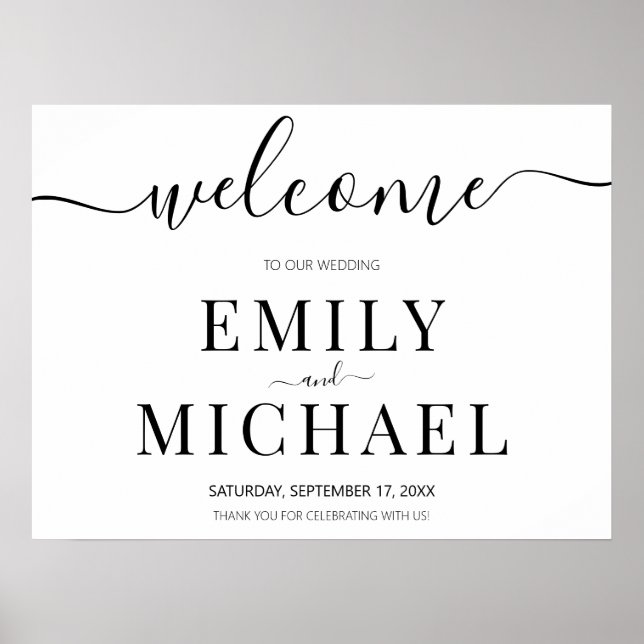 Modern Elegant Script Wedding Welcome Sign (Front)