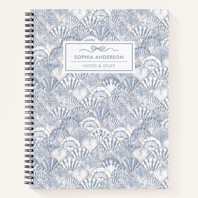 Modern Elegant Seashell Custom Spiral  Notebook (Front)