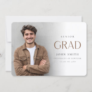 Modern Elegant Senior Grad Photo Mater Graduation Thank You Card