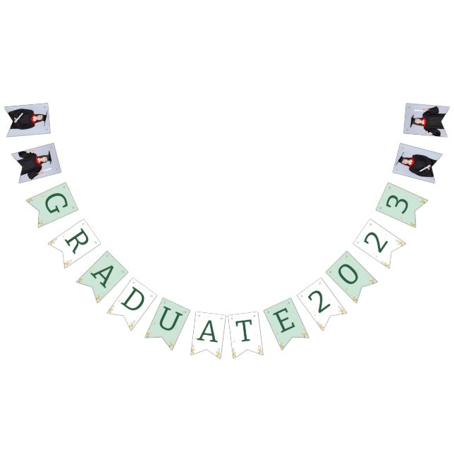 Modern Elegant Senior Green Themed Graduation Bunting Flags (All)