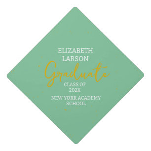 Modern Elegant Senior Green Themed Graduation Cap Topper