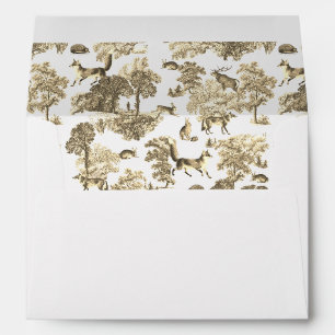 Modern Elegant Sepia Beige Deer Fox Country Toile  Envelope