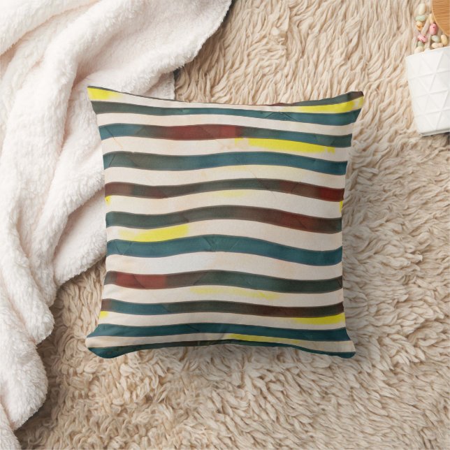Modern Elegant Shaded Stripes Throw Pillow (Blanket)