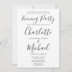 Modern Elegant Signature Wedding Evening Party Invitation
