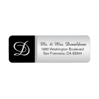 Modern Elegant Silver Black Monogram Initials