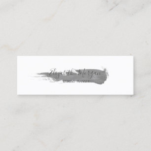 Modern Elegant  Silver Brush Stroke Simple Mini Business Card