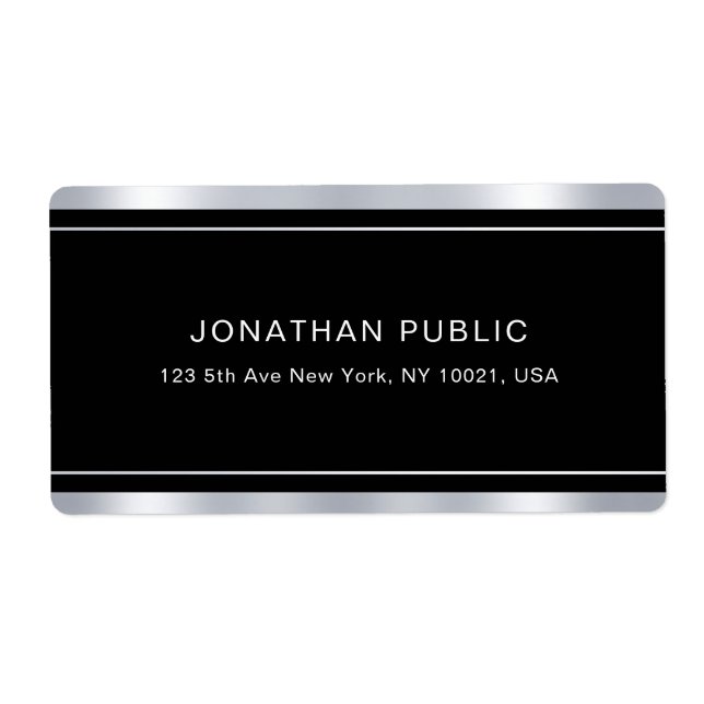 Modern Elegant Silver Look Black Template Glamour (Front)