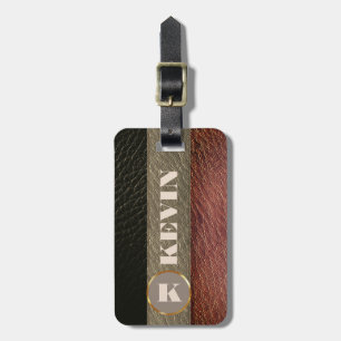 Modern Elegant Silver Metallic monogrammed Name  L Luggage Tag