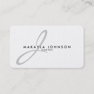 Modern & Elegant Silver Monogram Professional Business Card