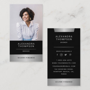 Modern Elegant Silver Stripe Professional Photo Business Card