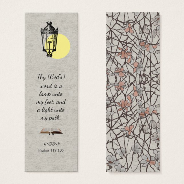 Modern Elegant Silvery Bible Verse Bookmark (Front & Back)