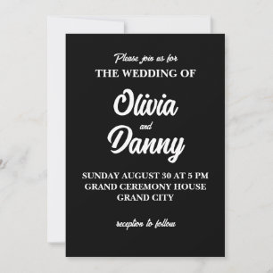 Modern Elegant Simple Black and White Wedding Invitation