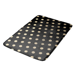 Modern Elegant Simple Black Rose Gold Polka Dots Bath Mat