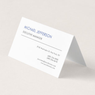Modern Elegant Simple Blue White Business Card