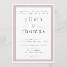 Modern Elegant Simple Blush Pink Border Wedding