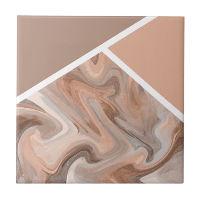 Modern Elegant Simple Brown Abstract Tile (Front)