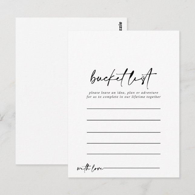 Modern Elegant Simple Bucket List Cards (Front/Back)