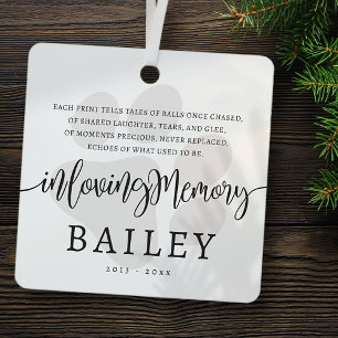 Modern Elegant Simple Chic Paw Pet Memorial Metal Ornament