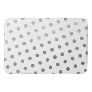 Modern Elegant Simple Chic White Silver Polka Dots Bath Mat