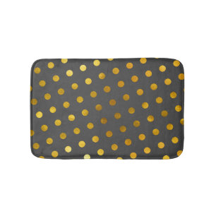  Modern Elegant Simple Classy Grey Gold Polka Dots Bath Mat