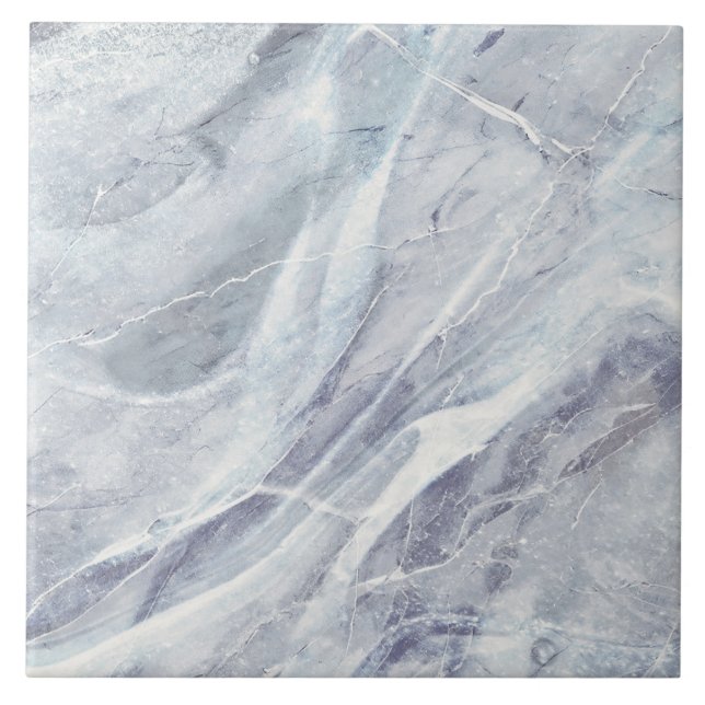 Modern Elegant Simple Classy Marble Chic Blue Grey Tile (Front)
