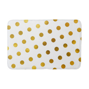 Modern Elegant Simple Classy White Gold Polka Dots Bath Mat