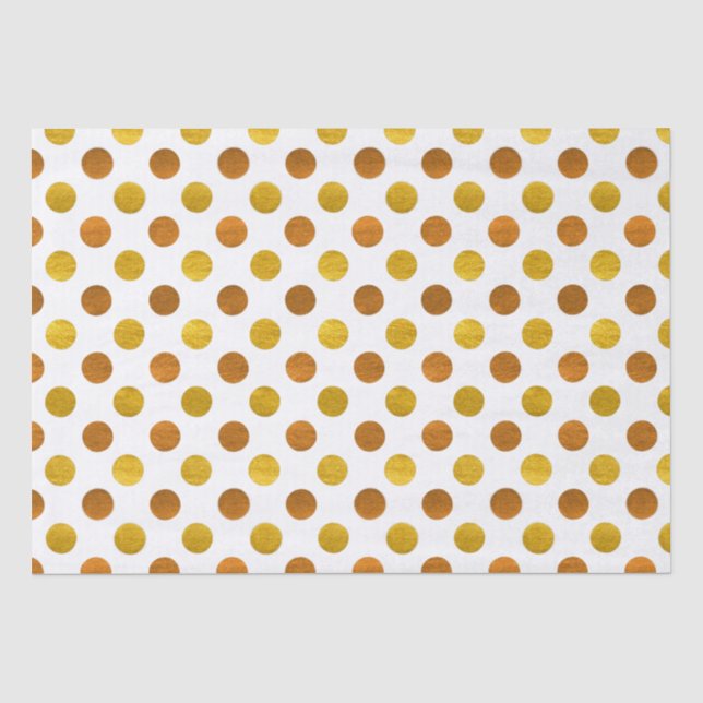 Modern Elegant Simple Classy White Gold Polka Dots Tissue Paper (Front)
