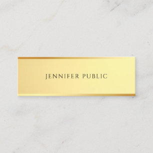 Modern Elegant Simple Design Glamour Gold Template Mini Business Card
