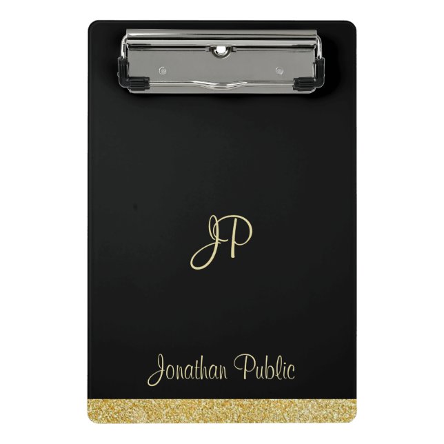 Modern Elegant Simple Design Monogram Personalized Mini Clipboard (Front)