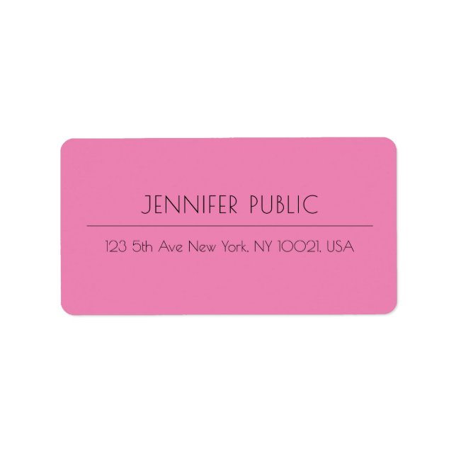 Modern Elegant Simple Design Template Pink Address Label (Front)