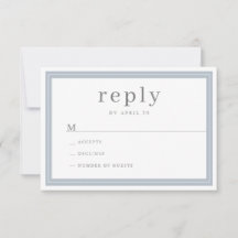 Modern Elegant Simple Dusty Blue Border Wedding
