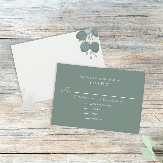 Modern Elegant Simple Eucalyptus Greenery RSVP Card (Creator Uploaded)