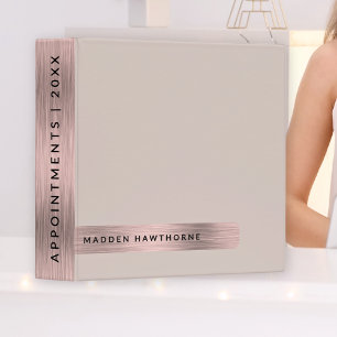 Modern Elegant Simple Faux Rose Gold Brushed Metal Binder