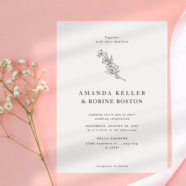 Modern Elegant Simple Flower Wedding Invitation (Creator Uploaded)