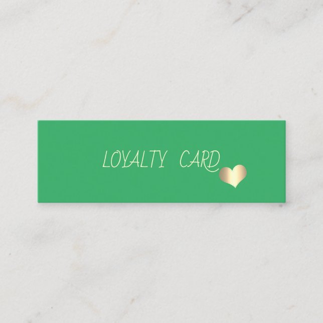 Modern Elegant Simple Green,Gold Hearts Loyalty Card (Front)