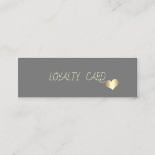 Modern Elegant Simple Grey,Gold Hearts Loyalty Card