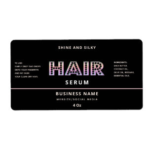 Modern elegant  simple hair serum label