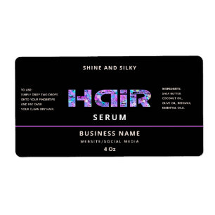 Modern elegant  simple hair serum label