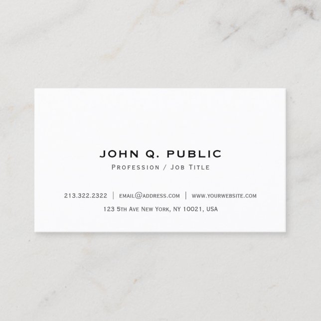Modern Elegant Simple Minimal Create Your Own Business Card (Front)