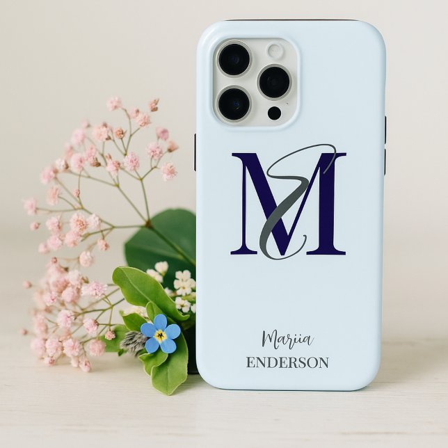 Modern elegant simple minimalist pastel initials Case-Mate iPhone case (Creator Uploaded)