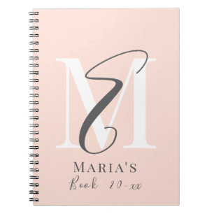 Modern elegant simple minimalist pastel initials notebook