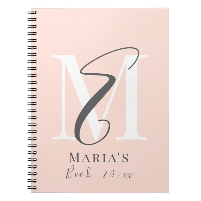 Modern elegant simple minimalist pastel initials notebook (Front)