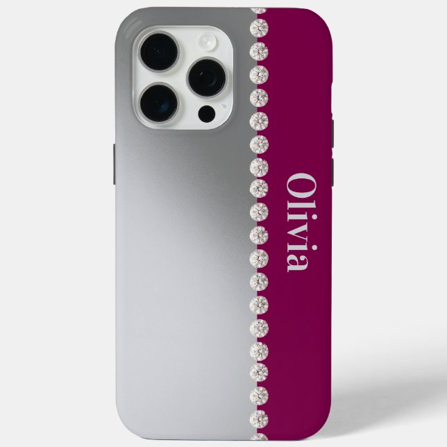 Modern elegant  simple minimalistic  diamond Case-Mate iPhone case (Back)