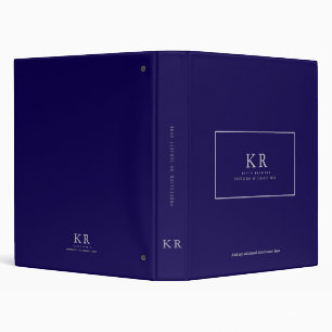 Modern Elegant Simple Monogram dark blue Binder