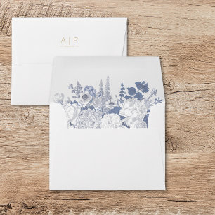 Modern Elegant Simple Monogram Floral Envelope