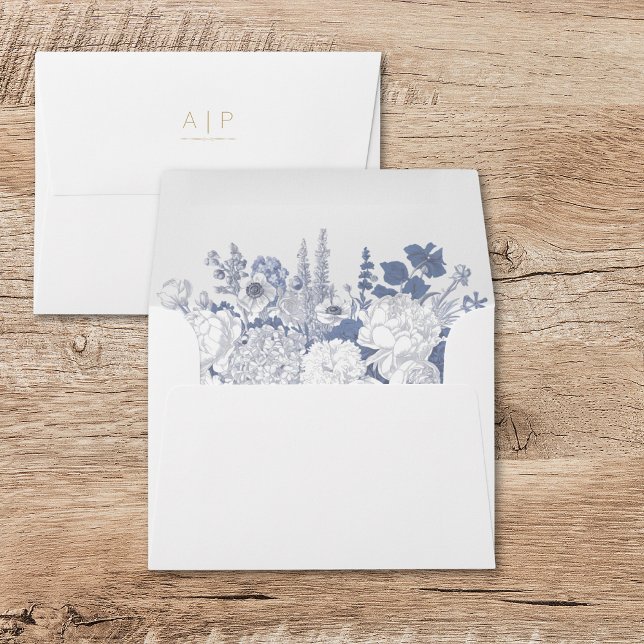 Modern Elegant Simple Monogram Floral Envelope (Creator Uploaded)