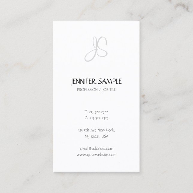 Modern Elegant Simple Monogram Template Luxury Top Business Card (Front)
