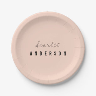 Modern elegant simple pastel paper plate